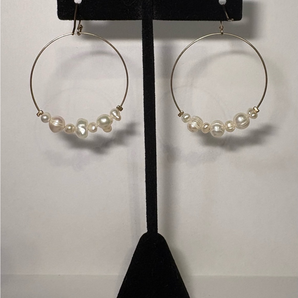 Elegant Pearl Hoop Earrings